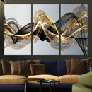 Black and Gold Abstract Wall Art, Modern Wave Canvas Print, Elegant Flowing Smoke Art, Luxury Living Room Decor by MyGreatCanvas | Canvas Wall Art Prints | Photo Prints & Wall Decor