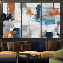 Blue Teal Abstract Canvas Wall Art, Modern Textured Painting Print, Navy Orange White Contemporary Art, Neutral Living Room Decor, Office Art by MyGreatCanvas | Canvas Wall Art Prints | Photo Prints & Wall Decor