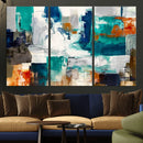 Blue Teal Abstract Canvas Wall Art, Modern Textured Painting Print, Navy Orange White Contemporary Art, Neutral Living Room Decor, Office Art by MyGreatCanvas | Canvas Wall Art Prints | Photo Prints & Wall Decor
