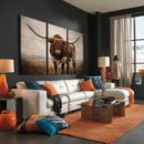 Texas Longhorn Wall Art Canvas Print – Brown Horned Bull