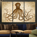 Sepia Octopus Wall Art Abstract Animal Canvas Print