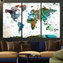 Modern Watercolor World Map Canvas Wall Art – Framed by MyGreatCanvas | Canvas Wall Art Prints | Photo Prints & Wall Decor