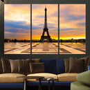 Paris Eiffel Tower Sunset Canvas Wall Art Print - Iconic