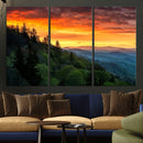 Smoky Mountains Sunset Wall Art Canvas Print | 3 Panel by MyGreatCanvas | Canvas Wall Art Prints | Photo Prints & Wall Decor