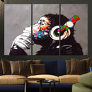 Dj Monkey Listening to Music Wall Art Print | Banksy Monkey by MyGreatCanvas | Canvas Wall Art Prints | Photo Prints & Wall Decor