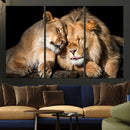 Lion and Lioness Wall Art Canvas Print – Framed African