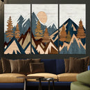 Abstract Wood Panel Effect Mountain Range Top Wall Art