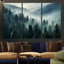Captivating Misty Forest Wall Art Premium Canvas Print a