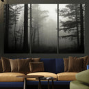 Misty Forest Wall Art Premium Canvas Print a Foggy and