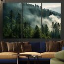 Misty Forest Wall Art Premium Canvas Print a Foggy and
