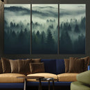 Misty Forest Wall Art Premium Canvas Print a Foggy and