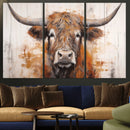 Vintage Scottish Highland Cow Cattle Art, Scottish Highland