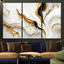 Gold Waves on Pure White Canvas – Gold Abstract Art for
