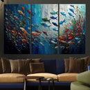Modern Abstract Fish Shoal Wall Art Canvas Print, Colorful