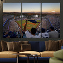 Dodger Stadium Sunset Game Triple Canvas Wall Art - Los
