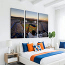 Dodger Stadium Sunset Game Triple Canvas Wall Art - Los
