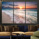 Sunset Beach Wall Art – Soothing Coastal Landscape, Ready to
