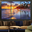 Serene Beach Sunset Wall Art Canvas- Coastal Seascape Print