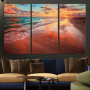 Sunset Beach Wall Art | Ocean Canvas Print | Coastal Wall