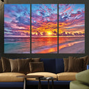 Vibrant Sunset Beach Wall Art - Ocean Sunset Canvas Print |