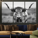 Texas Cow Longhorn Wall Art Canvas Print for Farm House Wall