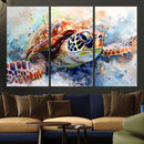 Watercolor Sea Turtle Wall Art Canvas Print - Vibrant Ocean