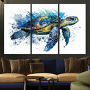 Turtle Wall Art Canvas Print, Framed Watercolor Turtle Art