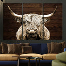 Highland Cow Wall Art Canvas Print, Rustic Farmhouse Decor,