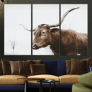 Rustic Bull Wall Art Canvas Print – Modern Longhorn