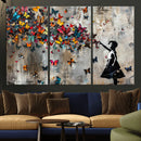 Banksy Wall Art - Banksy Girl and Butterfly Explosion Wall by MyGreatCanvas | Canvas Wall Art Prints | Photo Prints & Wall Decor