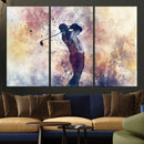 Abstract Watercolor Golf Player Wall Art Canvas Print