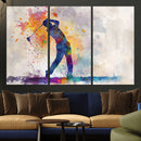 Watercolor Golf Swing Wall Art Canvas Print | Vibrant