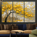Yellow Blossom Tree Canvas Wall Art - Floral Abstract Modern