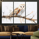Barn Owl Wall Art on Branch | Stunning Canvas Print for