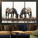 Chines Ink Style Horses Wall Art Canvas Print