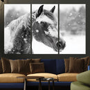 Black Horse Winter Wall Art | Ready to Hang and Framed |