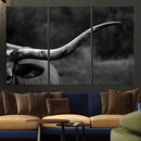 Cow Longhorn Wall Art | Black and White Print | Ready to by MyGreatCanvas | Canvas Wall Art Prints | Photo Prints & Wall Decor