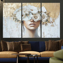 Golden Petal Wall Art - Canvas Print Flower Head Woman