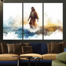 Watercolor Jesus Walking Wall Art Print, Jesus Water Canvas