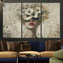 Abstract Floral Women Patel Wall Art Canvas Print
