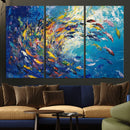 Colorful Swirling Fish School Wall Art Canvas Print |
