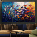 Vibrant Abstract Fish Swarm Art – Colorful Fish Inspired