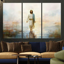 Framed Jesus Walking on Water Wall Art - 3-Panel Christian