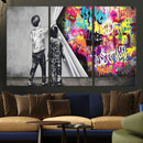 Banksy Print - Street Art Canvas Wall Art - Kids Revealing