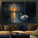 Abstract Swan on Water Wall Art Canvas Print - Elegant