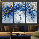 Blue and Gold Abstract Tree Wall Art Canvas Print | Modern
