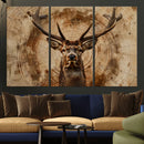 Wood Abstract Deer Wall Art | Rustic Wildlife Canvas Print |