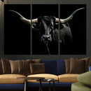 Texas Black Longhorn Bull Wall Art Canvas Print - Western by MyGreatCanvas | Canvas Wall Art Prints | Photo Prints & Wall Decor