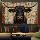 Rustic Texas Artwork Wall Art Canvas Print - Abstract Cow