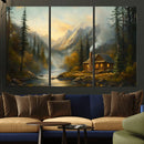 Wood Cabin Retreat Mountain at Sunset Wall Art Print - by MyGreatCanvas | Canvas Wall Art Prints | Photo Prints & Wall Decor